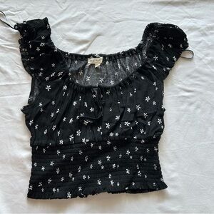 La Hearts Black and White Floral Blouse Size L